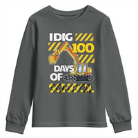 I Dig 100 Days Of School Youth Sweatshirt Construction Vehicle Excavators