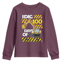 I Dig 100 Days Of School Youth Sweatshirt Construction Vehicle Excavators