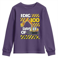 I Dig 100 Days Of School Youth Sweatshirt Construction Vehicle Excavators