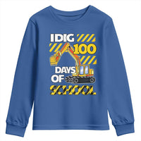 I Dig 100 Days Of School Youth Sweatshirt Construction Vehicle Excavators