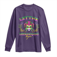 Funny Mardi Gras Long Sleeve Shirt Let The Shenanigans Begin Jester Hat
