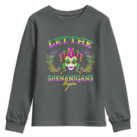 Funny Mardi Gras Youth Sweatshirt Let The Shenanigans Begin Jester Hat