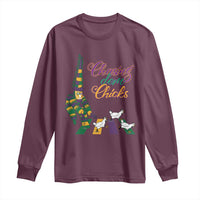 Funny Courir De Mardi Gras Long Sleeve Shirt Chasing Dem Chicks Carnival