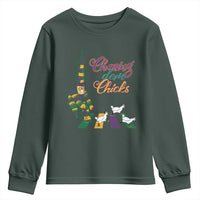 Funny Courir De Mardi Gras Youth Sweatshirt Chasing Dem Chicks Carnival