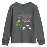 Funny Courir De Mardi Gras Youth Sweatshirt Chasing Dem Chicks Carnival