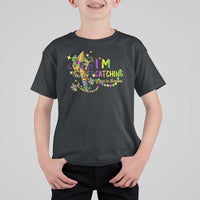 Funny I'm Catchin' If You're Throwin' Mardi Gras T Shirt For Kid Crawfish Beads Fleur De Lys