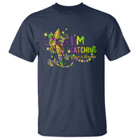 Funny I'm Catchin' If You're Throwin' Mardi Gras T Shirt Crawfish Beads Fleur De Lys