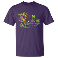 Funny I'm Catchin' If You're Throwin' Mardi Gras T Shirt Crawfish Beads Fleur De Lys