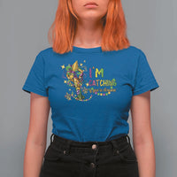 Funny I'm Catchin' If You're Throwin' Mardi Gras T Shirt For Women Crawfish Beads Fleur De Lys