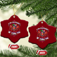 Funny I'm Catchin' If You're Throwin' Mardi Gras Ceramic Ornament Crawfish Beads Jester Hat