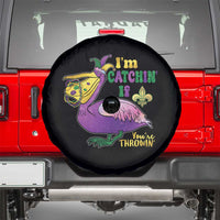 Funny Mardi Gras Pelican Spare Tire Cover I'm Catchin' If You're Throwin' Beads Doubloons