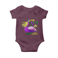 Funny Mardi Gras Pelican Baby Onesie I'm Catchin' If You're Throwin' Beads Doubloons