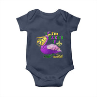 Funny Mardi Gras Pelican Baby Onesie I'm Catchin' If You're Throwin' Beads Doubloons