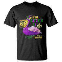 Funny Mardi Gras Pelican T Shirt I'm Catchin' If You're Throwin' Beads Doubloons
