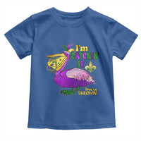 Funny Mardi Gras Pelican Toddler T Shirt I'm Catchin' If You're Throwin' Beads Doubloons