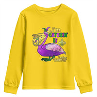 Funny Mardi Gras Pelican Youth Sweatshirt I'm Catchin' If You're Throwin' Beads Doubloons