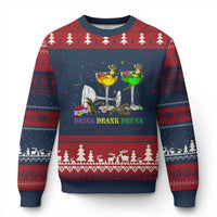 Funny Mardi Gras Drinking Ugly Christmas Sweater Drink Drank Drunk Glass Of Wine Alligators