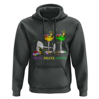 Funny Mardi Gras Drinking Hoodie Drink Drank Drunk Glass Of Wine Alligators