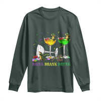 Funny Mardi Gras Drinking Long Sleeve Shirt Drink Drank Drunk Glass Of Wine Alligators