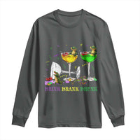 Funny Mardi Gras Drinking Long Sleeve Shirt Drink Drank Drunk Glass Of Wine Alligators