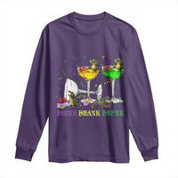 Funny Mardi Gras Drinking Long Sleeve Shirt Drink Drank Drunk Glass Of Wine Alligators