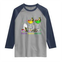 Funny Mardi Gras Drinking Raglan Shirt Drink Drank Drunk Glass Of Wine Alligators
