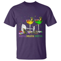 Funny Mardi Gras Drinking T Shirt Drink Drank Drunk Glass Of Wine Alligators
