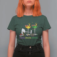 Funny Mardi Gras Drinking T Shirt For Women Drink Drank Drunk Glass Of Wine Alligators