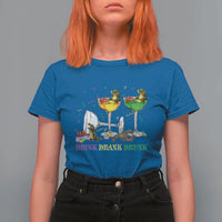 Funny Mardi Gras Drinking T Shirt For Women Drink Drank Drunk Glass Of Wine Alligators