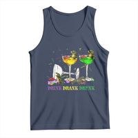 Funny Mardi Gras Drinking Tank Top Drink Drank Drunk Glass Of Wine Alligators