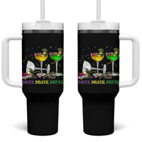 Funny Mardi Gras Drinking Tumbler With Handle Drink Drank Drunk Glass Of Wine Alligators - Wonder Print Shop