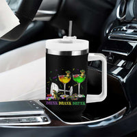 Funny Mardi Gras Drinking Tumbler With Handle Drink Drank Drunk Glass Of Wine Alligators - Wonder Print Shop