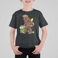 Funny Bigfoot Carnival Mardi Gras Party T Shirt For Kid