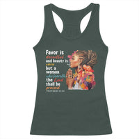 Christian African American Racerback Tank Top Favor Is Deceitful And Beauty Is Vain