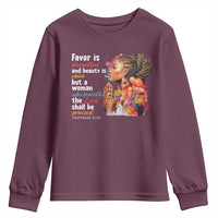 Christian African American Youth Sweatshirt Favor Is Deceitful And Beauty Is Vain