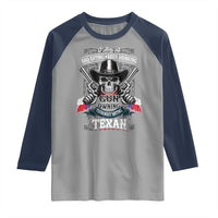 Funny American Texan Raglan Shirt I Am A BBQ Eating Beer Drinking Gun Owning Texan