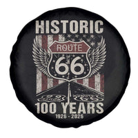 Historic Route Highway 66 100 Years Anniversary Spare Tire Cover Highway Road Sign Wings Vintage American Flag