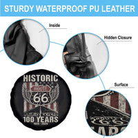 Historic Route Highway 66 100 Years Anniversary Spare Tire Cover Highway Road Sign Wings Vintage American Flag