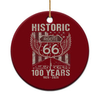 Historic Route Highway 66 100 Years Anniversary Ceramic Ornament Highway Road Sign Wings Vintage American Flag