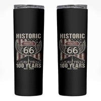 Historic Route Highway 66 100 Years Anniversary Skinny Tumbler Highway Road Sign Wings Vintage American Flag