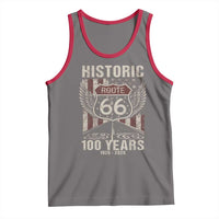 Historic Route Highway 66 100 Years Anniversary Tank Top Highway Road Sign Wings Vintage American Flag