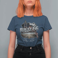 US Route Highway 66 Centennial Celebration T Shirt For Women 100 Years Of The Mother Road Vintage American Flag