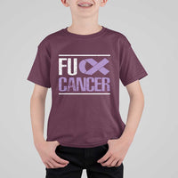 Fuck Cancer T Shirt For Kid Funny National Cancer Prevention Month Lavender Ribbon