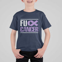 Fuck Cancer T Shirt For Kid Funny National Cancer Prevention Month Lavender Ribbon