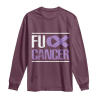Fuck Cancer Long Sleeve Shirt Funny National Cancer Prevention Month Lavender Ribbon