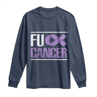 Fuck Cancer Long Sleeve Shirt Funny National Cancer Prevention Month Lavender Ribbon