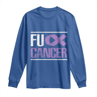 Fuck Cancer Long Sleeve Shirt Funny National Cancer Prevention Month Lavender Ribbon