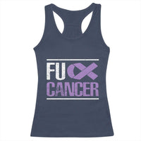 Fuck Cancer Racerback Tank Top Funny National Cancer Prevention Month Lavender Ribbon