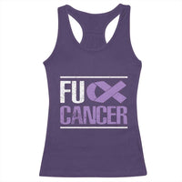 Fuck Cancer Racerback Tank Top Funny National Cancer Prevention Month Lavender Ribbon
