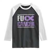 Fuck Cancer Raglan Shirt Funny National Cancer Prevention Month Lavender Ribbon